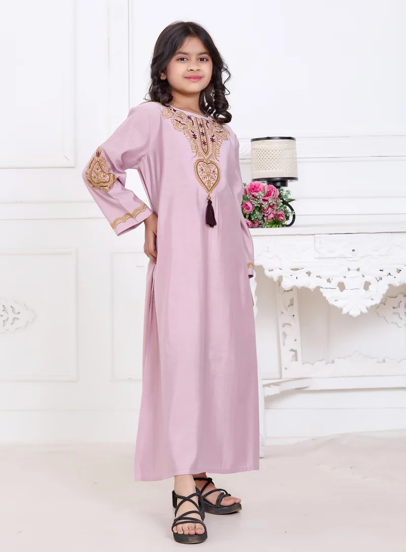 Artemea  SOFT PREMIUM TEXTURED FABRIC WITH GOLDEN THREADEMBROIDERED JALABIYA for Women | Best Price UAE